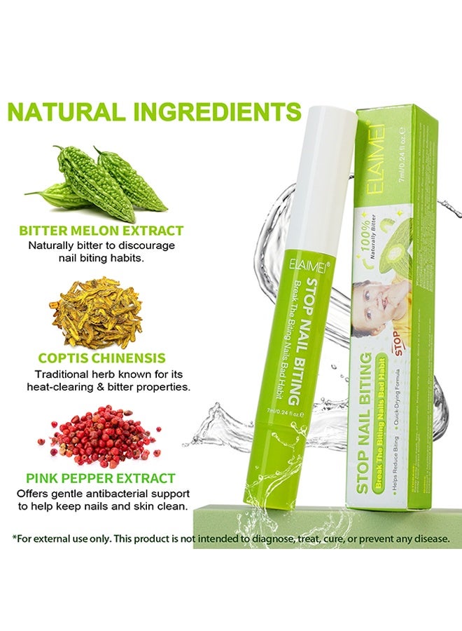 Elaimei 7ML Nail Biting Treatment for Kids - Thumb Sucking Deterrent, Nail Biting Prevention for Kids, Safe and Natural Plant Bitter Formula, Nail Care Stop Biting Nails - Image 3